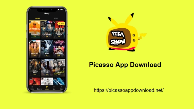 Picasso App live TV section showing sports, news and entertainment channels