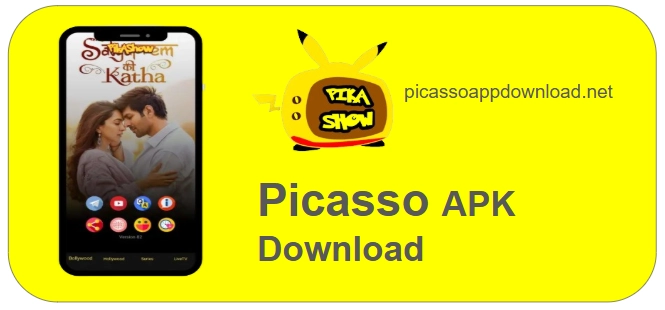 Picasso App interface showing free movies, live TV channels and sports streaming